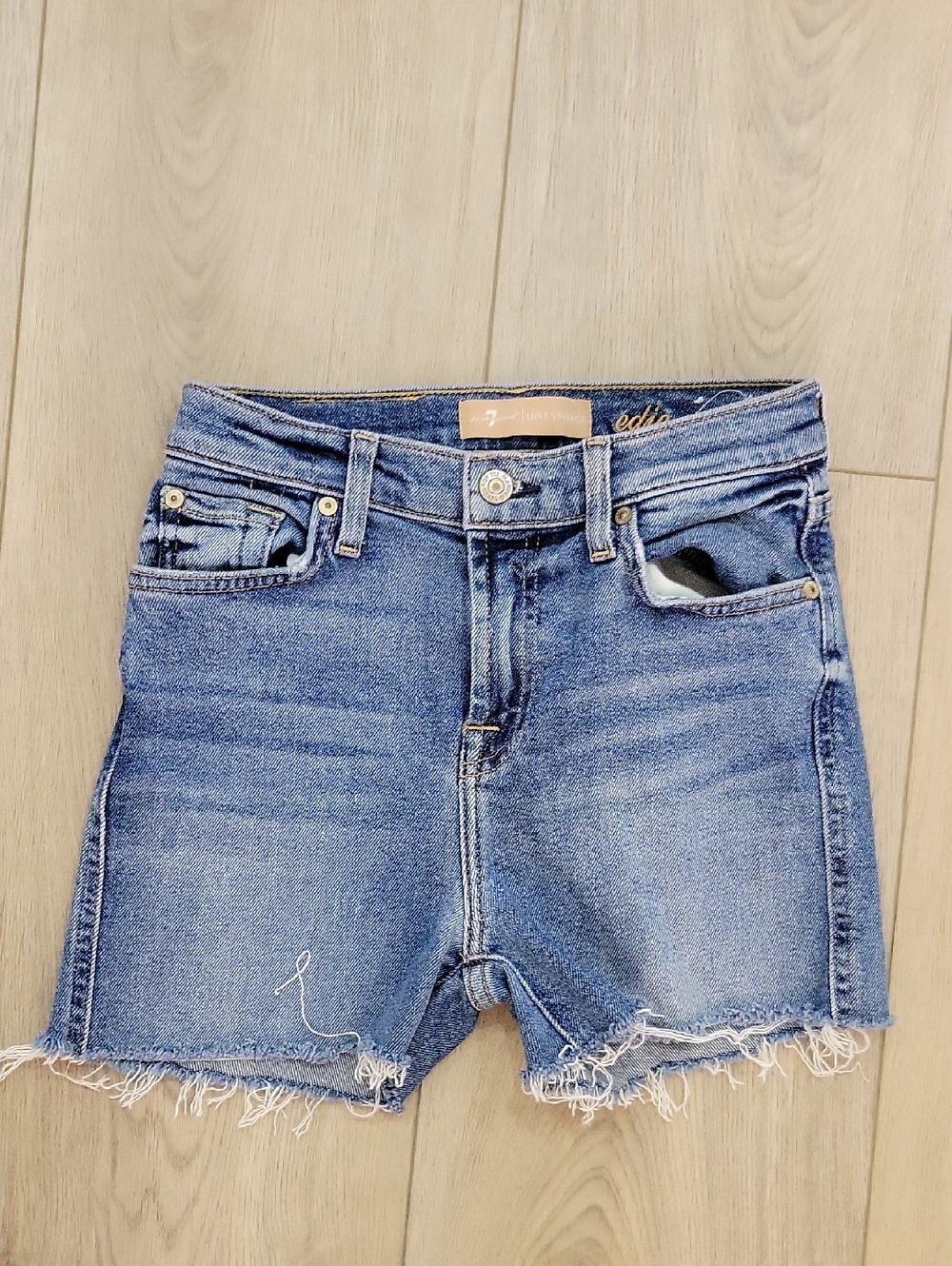 7 For All Mankind Blue Denim Jean Shorts